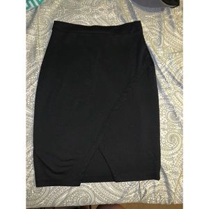 black mini skirt - form fitting - thigh slit